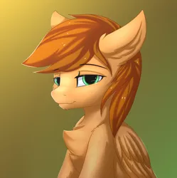 Size: 2834x2850 | Tagged: safe, artist:snowstormbat, derpibooru import, oc, oc:dawn daze, pegasus, pony, chest fluff, glowing eyes, gradient background, looking at you, male, smiling, solo, stallion