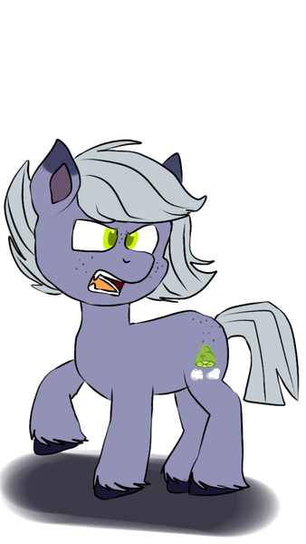 Size: 675x1200 | Tagged: safe, derpibooru import, limestone pie, earth pony, angry, cloven hooves, colored hooves, colored pupils, fangs, freckles, open mouth, simple background, white background