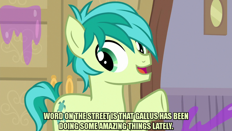 Size: 1280x720 | Tagged: safe, derpibooru import, edit, edited screencap, editor:jaredking203, screencap, sandbar, earth pony, the hearth's warming club, caption, colored text, green text, image macro, male, meme, raised hoof, text, tomodachi life