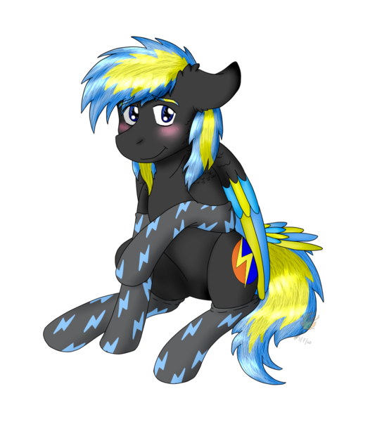 Size: 1107x1262 | Tagged: safe, artist:midnightfire1222, derpibooru import, oc, oc:arc flash, pegasus, pony, blushing, clothes, embarrassed, simple background, socks, solo, transparent background