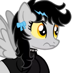 Size: 500x500 | Tagged: safe, artist:toyminator900, derpibooru import, oc, oc:lightning dee, unofficial characters only, pegasus, pony, bow, choker, clothes, colored sclera, dyed mane, female, mare, shirt, simple background, solo, spiked choker, spread wings, transparent background, wavy mouth, wings