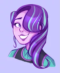 Size: 761x913 | Tagged: safe, artist:liviedoesart, derpibooru import, starlight glimmer, equestria girls, bust, hair over one eye, looking at you, portrait, smiling, solo
