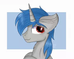 Size: 1080x863 | Tagged: safe, artist:janelearts, derpibooru import, oc, oc:ponywka, unofficial characters only, unicorn, bust, chest fluff, commission, ear fluff, looking at you, male, simple background, solo, stallion, white background