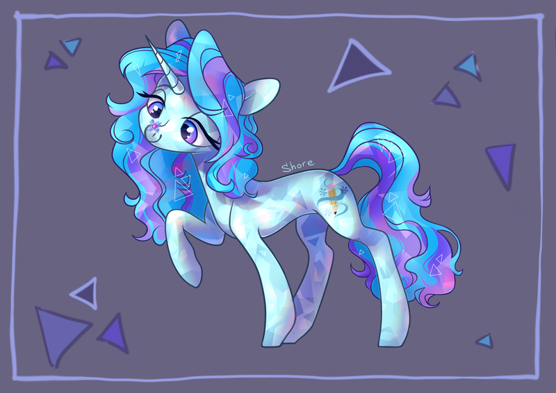 Size: 4093x2894 | Tagged: safe, artist:shore2020, derpibooru import, oc, oc:winter doodle, unofficial characters only, crystal pony, pony, crystal unicorn, female, high res, looking at something, mare, solo