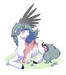 Size: 2617x2961 | Tagged: amputee, artist:djkaskan, derpibooru import, flower, flower in hair, male, missing limb, missing wing, oc, pegasus, safe, scar, stallion, stump, unofficial characters only