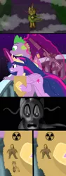 Size: 800x2124 | Tagged: safe, artist:samueldavillo, derpibooru import, princess twilight 2.0, spike, twilight sparkle, twilight sparkle (alicorn), alicorn, dragon, pony, the last problem, courage the cowardly dog, curse, john wick, king ramses, m203, nuclear weapon, older, older spike, older twilight, ricardo milos, slab, tavor, weapon