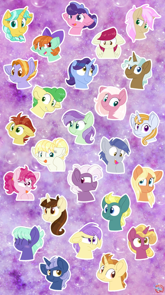 Size: 1890x3375 | Tagged: safe, artist:rainbow eevee, derpibooru import, amber grain, auburn vision, berry blend, berry bliss, berry sweet, bifröst, citrine spark, clever musings, dawnlighter, end zone, fire flicker, fire quacker, fuchsia frost, golden crust, huckleberry, lemon crumble, loganberry, midnight snack (character), night view, november rain, peppermint goldylinks, slate sentiments, strawberry scoop, sugar maple, summer breeze, summer meadow, violet twirl, earth pony, pegasus, pony, unicorn, :p, :t, bedroom eyes, blushing, bow, bubble, confused, cute, eyes closed, female, folded wings, friendship student, galaxy background, grin, hair bun, happy, lidded eyes, loganbetes, looking at something, looking at you, male, novemberbetes, open mouth, outline, ponytail, practice, practice drawing, quackerdorable, smiling, smiling at you, sticker, tongue out, wings