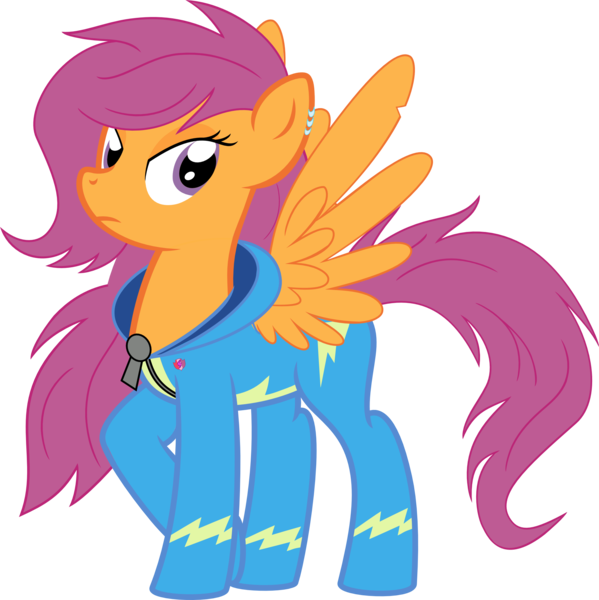 Size: 2186x2191 | Tagged: artist:bigmk, artist:kuma993, clothes, derpibooru import, ear piercing, earring, jewelry, older, older scootaloo, piercing, safe, scootaloo, simple background, solo, transparent background, uniform, vector, wonderbolts uniform