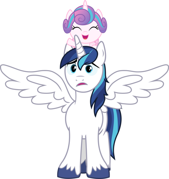 Size: 2578x2733 | Tagged: artist needed, safe, artist:cloudyglow, derpibooru import, edit, editor:slayerbvc, vector edit, princess flurry heart, shining armor, alicorn, pony, alicornified, baby, baby pony, cute, father and child, father and daughter, female, filly, flurrybetes, foal, male, ponies riding ponies, race swap, riding, shining adorable, shiningcorn, simple background, spread wings, stallion, transparent background, unshorn fetlocks, vector, wings