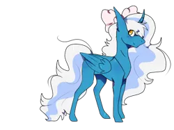 Size: 447x335 | Tagged: adorabelle, alicorn, alicorn oc, artist:roxxy-pop, bow, chibi, cute, derpibooru import, female, hair bow, horn, mare, oc, oc:fleurbelle, safe, simple background, smiling, smol, transparent background, wings, yellow eyes