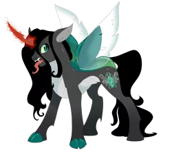 Size: 2700x2500 | Tagged: artist:gigason, changepony, cloven hooves, derpibooru import, high res, hybrid, interspecies offspring, magic, male, oc, offspring, parent:king sombra, parent:queen chrysalis, parents:chrysombra, safe, simple background, solo, transparent background