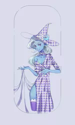 Size: 2374x3947 | Tagged: alternate version, anthro, artist:animesoul, clothes, derpibooru import, female, hat, looking at you, safe, solo, tarot card, the magician, trixie, trixie's hat
