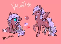 Size: 1100x800 | Tagged: safe, artist:lavvythejackalope, derpibooru import, oc, oc:valentine, unofficial characters only, pegasus, pony, :o, baby, baby pony, duo, eyes closed, hair over one eye, open mouth, pegasus oc, raised hoof, reference sheet, simple background, sitting, tattoo, text, underhoof, wings