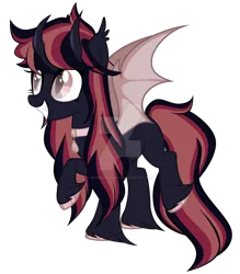 Size: 1280x1459 | Tagged: safe, artist:magicdarkart, derpibooru import, oc, bat pony, pony, deviantart watermark, female, horns, mare, obtrusive watermark, simple background, solo, transparent background, watermark