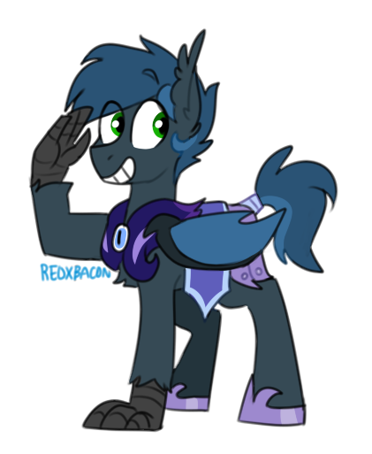 Size: 421x513 | Tagged: artist:redxbacon, bat wings, catbathorse, derpibooru import, guard, guard armor, hippogriff, male, oc, oc:bandit, oc:nachtadler, safe, salute, solo, stallion, talons, unofficial characters only, wings