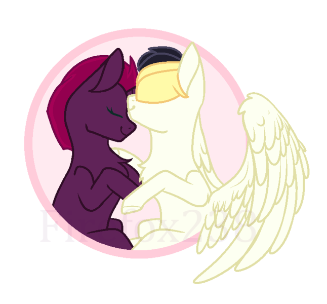 Size: 785x729 | Tagged: safe, artist:firefox238, artist:lilith1light, derpibooru import, songbird serenade, tempest shadow, pegasus, pony, unicorn, my little pony: the movie, base used, broken horn, chest fluff, eyes closed, female, horn, hug, kissing, lesbian, mare, shadowbird, shipping, simple background, transparent background, watermark
