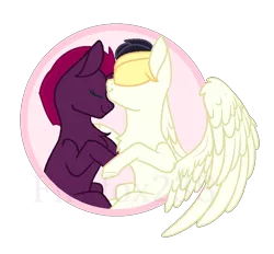 Size: 785x729 | Tagged: safe, artist:firefox238, artist:lilith1light, derpibooru import, songbird serenade, tempest shadow, pegasus, pony, unicorn, my little pony: the movie, base used, broken horn, chest fluff, eyes closed, female, horn, hug, kissing, lesbian, mare, shadowbird, shipping, simple background, transparent background, watermark