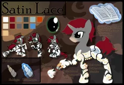 Size: 1600x1099 | Tagged: safe, artist:amura-of-jupiter, derpibooru import, oc, oc:satin lace, cyborg, unicorn, cutie mark, female, fingers, magic, reference sheet