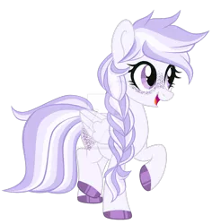 Size: 1280x1354 | Tagged: safe, artist:magicdarkart, derpibooru import, oc, unofficial characters only, pegasus, pony, braid, deviantart watermark, female, freckles, mare, obtrusive watermark, open mouth, simple background, smiling, solo, transparent background, watermark