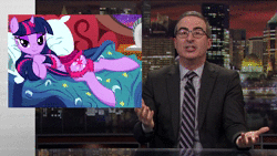 Size: 1920x1080 | Tagged: suggestive, artist:illuminatiums, derpibooru import, edit, editor:seiken, twilight sparkle, pony, unicorn, animated, bed, bedroom eyes, bracelet, female, fluffy, golden oaks library, horn, horn ring, jewelry, john oliver, last week tonight, last week tonight with john oliver, laying on bed, looking at you, lying down, mare, meme, on bed, ring, saddle, show accurate, side, smiling, solo, sound, tack, unicorn twilight, webm, youtube link