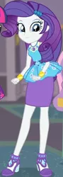 Size: 298x836 | Tagged: safe, derpibooru import, screencap, rarity, twilight sparkle, equestria girls, equestria girls series, school of rock, clothes, cropped, cute, dress, female, field trip, geode of shielding, gold, hairclip, high heels, jewelry, looking down, magical geodes, museum, raribetes, shoes, skirt, sleeveless, smiling, wrist cuffs
