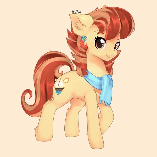 Size: 2048x2048 | Tagged: safe, artist:siripim111, derpibooru import, aunt holiday, earth pony, pony, the last crusade, aunt holidorable, chest fluff, clothes, cute, ear fluff, female, high res, leg fluff, looking at you, mare, scarf, solo