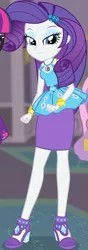 Size: 297x848 | Tagged: safe, derpibooru import, screencap, rarity, twilight sparkle, equestria girls, equestria girls series, school of rock, clothes, cropped, cute, dress, female, field trip, geode of shielding, hairclip, high heels, lidded eyes, looking down, magical geodes, museum, raribetes, shoes, skirt, sleeveless, smiling