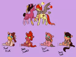 Size: 2000x1500 | Tagged: safe, artist:lavvythejackalope, derpibooru import, oc, unofficial characters only, earth pony, pony, unicorn, :o, baby, baby pony, clothes, earth pony oc, eyes closed, freckles, horn, open mouth, raised hoof, reference sheet, scarf, sitting, underhoof, unicorn oc, wide eyes