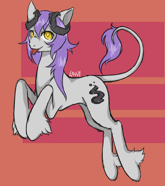 Size: 800x900 | Tagged: safe, artist:lavvythejackalope, derpibooru import, oc, unofficial characters only, pony, :p, abstract background, hoof fluff, horn, leonine tail, male, rearing, signature, solo, stallion, tongue out