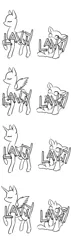 Size: 850x3000 | Tagged: safe, artist:lavvythejackalope, derpibooru import, oc, unofficial characters only, alicorn, earth pony, pegasus, pony, unicorn, alicorn oc, baby, baby pony, base, earth pony oc, eyes closed, horn, lineart, monochrome, pegasus oc, raised hoof, unicorn oc, watermark, wide eyes, wings