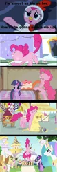 Size: 1920x5765 | Tagged: safe, derpibooru import, edit, edited screencap, screencap, applejack, donut joe, fluttershy, gustave le grande, mulia mild, pinkie pie, princess celestia, rarity, twilight sparkle, alicorn, earth pony, gryphon, pony, unicorn, a friend in deed, hearth's warming eve (episode), luna eclipsed, mmmystery on the friendship express, swarm of the century, animal costume, batter, cake, cake batter, cartoon physics, chicken pie, chicken suit, clothes, comic, costume, eating, female, food, gluttony, hearth's warming eve, hub logo, long tongue, male, mare, marzipan mascarpone meringue madness, mouth, pinkie being pinkie, puffy cheeks, stallion, text, tongue out, unicorn twilight