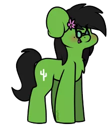 Size: 1151x1288 | Tagged: safe, artist:spoopygander, derpibooru import, oc, oc:prickly pears, unofficial characters only, flower, flower in hair, glasses, mole, simple background, transparent background