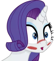 Size: 1666x1888 | Tagged: safe, artist:cloudyglow, derpibooru import, edit, editor:rain sunburst, vector edit, rarity, pony, unicorn, blushing, bust, eyeshadow, female, high res, makeup, mare, o-face, simple background, solo, transparent background, vector, wide eyes