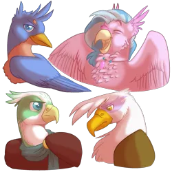 Size: 1800x1800 | Tagged: safe, artist:parrpitched, deleted from derpibooru, derpibooru import, gallus, gilda, greta, silverstream, gryphon, hippogriff, bust, cute, diastreamies, headcanon, laughing, portrait, simple background, transparent background