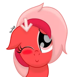 Size: 900x950 | Tagged: safe, artist:xxxdavid09xxx, derpibooru import, oc, oc:downvote, ponified, unofficial characters only, earth pony, pony, derpibooru, cute, derpibooru ponified, earth pony oc, female, floppy ears, hairclip, happy, looking at you, looking up, looking up at you, mare, meta, signature, simple background, solo, transparent background