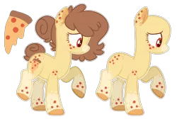 Size: 1462x980 | Tagged: safe, artist:luqella, derpibooru import, oc, oc:candied pizza, ponified, food pony, original species, pizza pony, pony, bald, base used, female, food, pizza, simple background, solo, transparent background