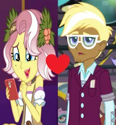 Size: 629x675 | Tagged: safe, derpibooru import, edit, edited screencap, screencap, trenderhoof, vignette valencia, equestria girls, equestria girls series, friendship games, inclement leather, spoiler:choose your own ending (season 2), spoiler:eqg series (season 2), clothes, cropped, crystal prep academy uniform, female, heart, inclement leather: vignette valencia, male, mobile phone, phone, school uniform, shipping, shipping domino, smartphone, straight, trenette