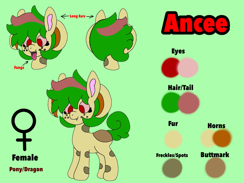 Size: 2160x1620 | Tagged: safe, artist:snowbuttnsfw, derpibooru import, oc, oc:ancee, unofficial characters only, hybrid, pony, cute, female, green hair, mare, red eyes, reference sheet, solo