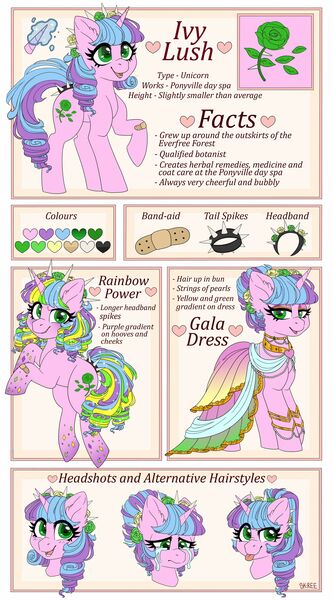 Size: 1920x3448 | Tagged: safe, artist:sk-ree, derpibooru import, oc, oc:ivy lush, pony, unicorn, clothes, crying, dress, female, gala dress, mare, rainbow power, reference sheet, solo