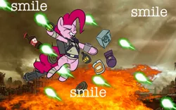 Size: 1600x1000 | Tagged: artist:bill1788, derpibooru import, fallout equestria, grenade, photoshop, pinkie pie, safe