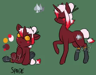 Size: 900x700 | Tagged: safe, artist:lavvythejackalope, derpibooru import, oc, oc:spade, unofficial characters only, pony, unicorn, :o, baby, baby pony, clothes, duo, eyes closed, freckles, hairpin, horn, open mouth, raised hoof, reference sheet, simple background, sitting, socks, text, underhoof, unicorn oc, wide eyes