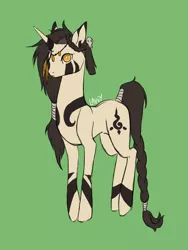 Size: 900x1200 | Tagged: safe, artist:lavvythejackalope, derpibooru import, oc, unofficial characters only, pony, unicorn, bodypaint, braided tail, female, horn, mare, simple background, tail wrap, unicorn oc