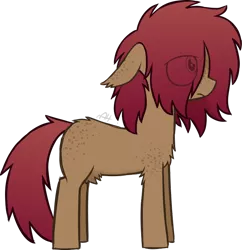 Size: 720x744 | Tagged: safe, alternate version, artist:modocrisma, derpibooru import, oc, oc:sobakasu, unofficial characters only, earth pony, pony, background removed, blank flank, butt fluff, butt freckles, chest fluff, color palette, colored sketch, ear fluff, ear freckles, eye clipping through hair, fluffy, freckles, full body, hidden eyes, male, ponysona, shoulder fluff, shoulder freckles, simple background, solo, standing, teenager, transparent background, watermark