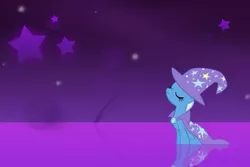 Size: 612x408 | Tagged: artist:wii4little, cape, clothes, derpibooru import, hat, horizon, purple background, safe, simple background, source needed, stars, trixie, trixie's cape, trixie's hat, useless source url, wallpaper