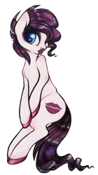 Size: 864x1548 | Tagged: safe, artist:hippykat13, derpibooru import, oc, oc:diva, unofficial characters only, earth pony, pony, bipedal, chest fluff, cute, digital art, hoof polish, lips, lipstick, simple background, solo, traditional art, transparent background