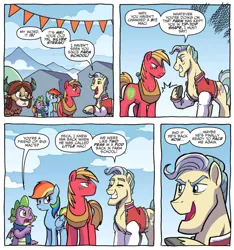 Size: 694x742 | Tagged: artist:tonyfleecs, big macintosh, derpibooru import, idw, rainbow dash, safe, silver streak (character), spike, spoiler:comic, spoiler:comic87, yona