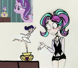 Size: 2991x2595 | Tagged: safe, artist:citi, derpibooru import, screencap, starlight glimmer, twilight sparkle, twilight sparkle (alicorn), alicorn, human, pony, unicorn, a royal problem, ballerina, clothes, humanized, scene interpretation, screencap reference, tutu, twilarina