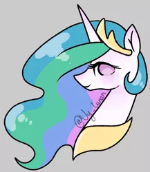 Size: 650x750 | Tagged: safe, artist:thanhvy15599, derpibooru import, princess celestia, alicorn, pony, bust, female, gray background, looking at you, mare, no pupils, portrait, simple background, solo