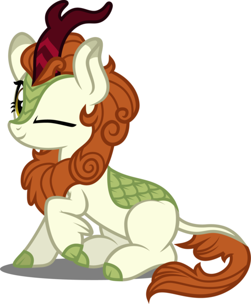 Size: 1762x2133 | Tagged: artist:tsabak, autumn blaze, awwtumn blaze, cute, derpibooru import, female, kirin, looking at you, one eye closed, safe, simple background, sitting, smiling, solo, sounds of silence, transparent background, wink