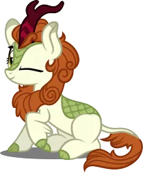 Size: 1762x2133 | Tagged: artist:tsabak, autumn blaze, awwtumn blaze, cute, derpibooru import, female, kirin, looking at you, one eye closed, safe, simple background, sitting, smiling, solo, sounds of silence, transparent background, wink